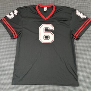 Spirit Halloween Black Red Jersey Shirt Number 6 Adult XL Costume Top